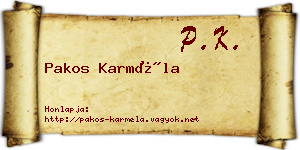 Pakos Karméla névjegykártya